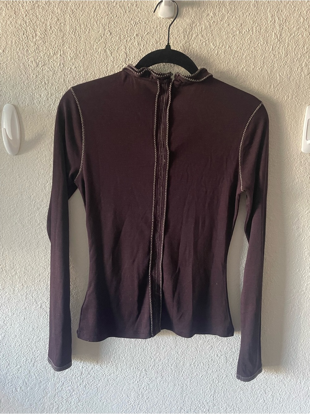 Ulla Johnson Plum Ruffle-Trim Long Sleeve 100% Wool Top - Picture 5 of 7